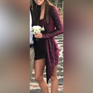 Burgundy with silver, corset top, fitted dress